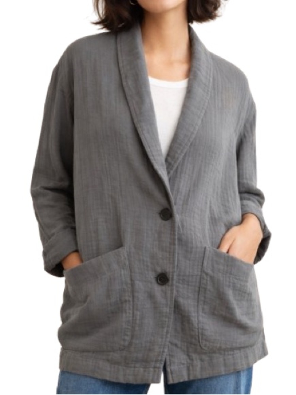 Madewell Cotton Lightweight Blazer Gray Two Button Casual Jacket S